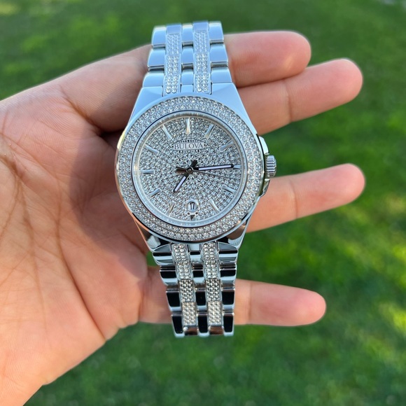 BULOVA  diamond Crystal Pave Men's Watch silver - Picture 11 of 15